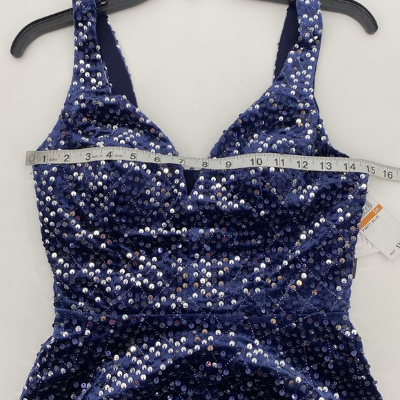 City Studio Womens Navy Velvet Sequined Cocktail and Party Dress Juniors NWT - Picture 11 of 12